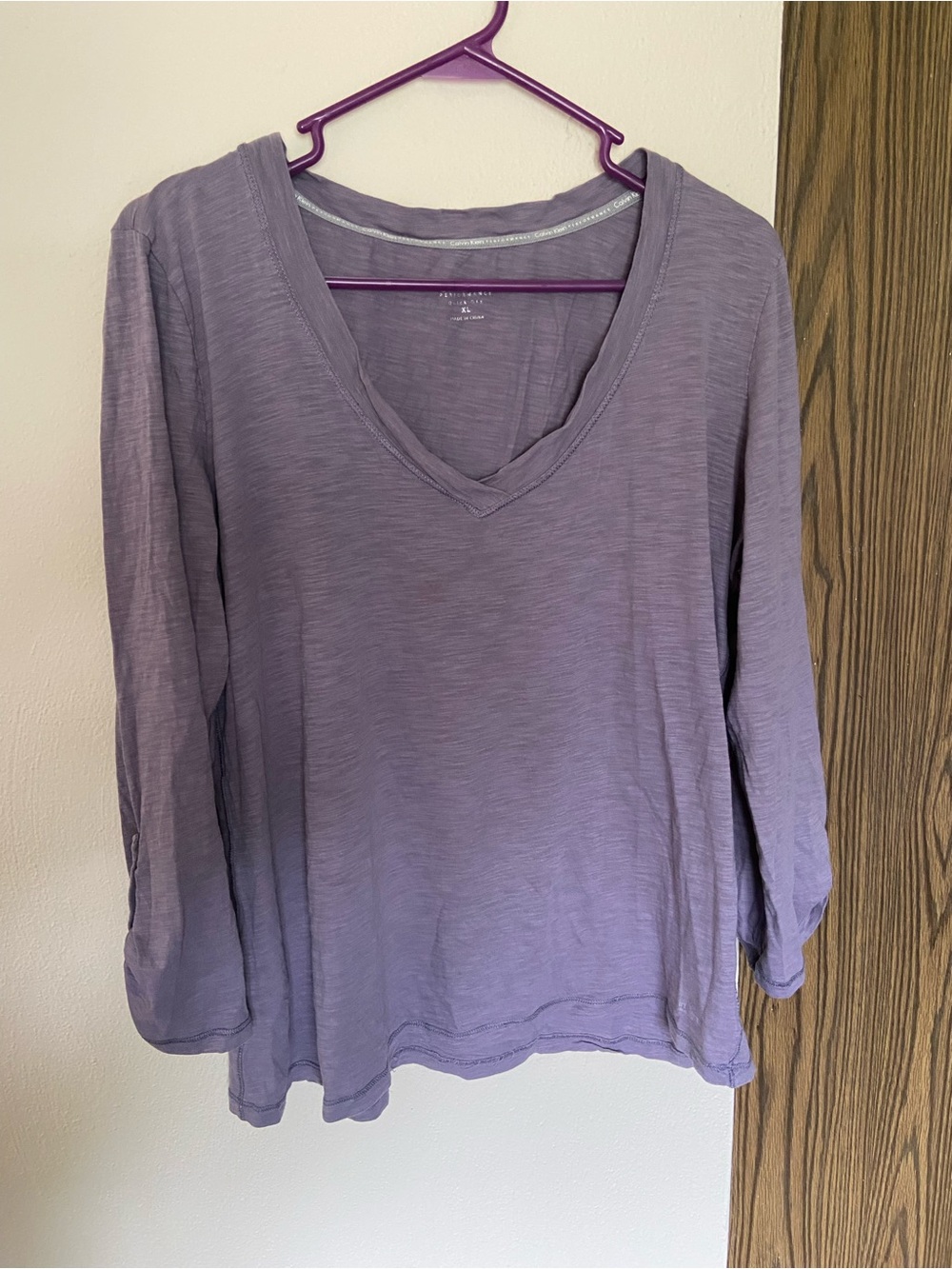 Calvin Klein Lavender V-Neck Long Sleeve Top